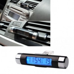 Kék hátsó lámpa 2 az 1-ben Levegőcső kimenet Autó óra hőmérő Autó digitális idő LCD kijelző Autós stílus Auto