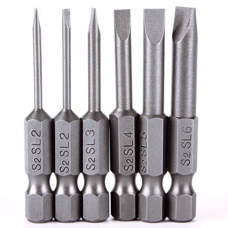 6db 50mm 2.0-6.0mm lapos fejű Hasított Tip csavarhúzó bit eszköz kiegésíztő szett