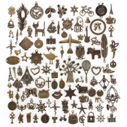 100db  vegyes antik bronz varázs ötvözet medál barkács kiegészítő karkötő nyaklánc ékszer készítés kézműves