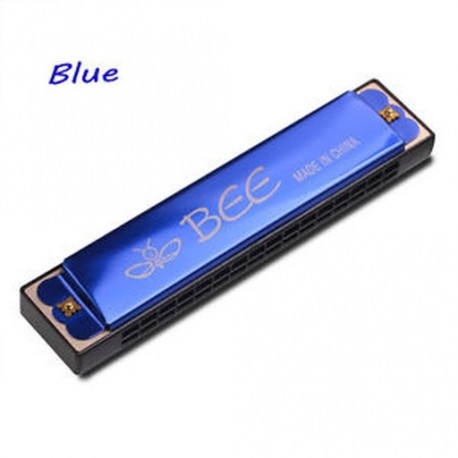 Kék - Színes vadonatúj Double Row Bee 24 lyuk Harmonica Musical Beginner Ajándék