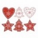 Piros szív - 5db fából készült címke karácsonyi ajándék Home Office dekoráció Xmas Tree Hanging Supplies