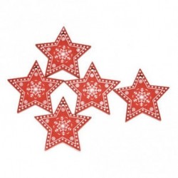 * 2 Red Star - 5db fából készült címke karácsonyi ajándék Home Office dekoráció Xmas Tree Hanging Supplies