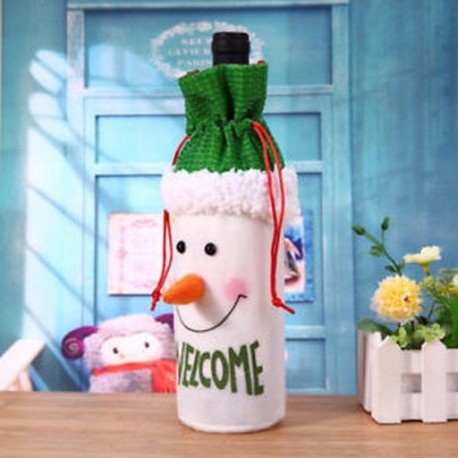 Hóember - Karácsonyi borosüveg borítású táskák díszek Santa Deer Dinner Party Decor Ajándék