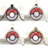Anime Pokemon Pokeball Cabochon üveg kupola medál nyaklánc ékszer ezüst lánc