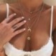 Ezüst - Női Multilayer Choker Horn Hosszú holdfüggő Hold Pendant Necklace Chain Új