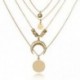 Ezüst - Női Multilayer Choker Horn Hosszú holdfüggő Hold Pendant Necklace Chain Új