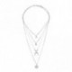 Ezüst - Női Multilayer Choker Horn Hosszú holdfüggő Hold Pendant Necklace Chain Új