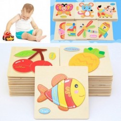 1x Gyümölcs állat mintás fa elemek kisgyermek baba gyerekek oktatás puzzle kirakós játék