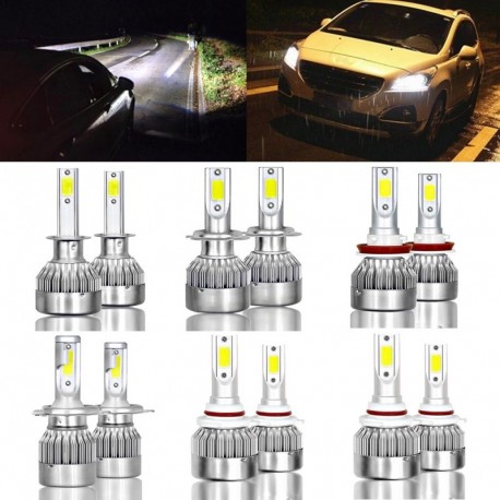 2db 9005/9006 / H7 / H11 / H4 72W LED fényszóró Hi / Lo készlet izzó 6000K fehér autó ködlámpa