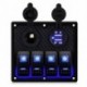 12V 4 Gang Switch Panel Dual USB töltés Vízálló Toggle Rocker Autó hajóhoz