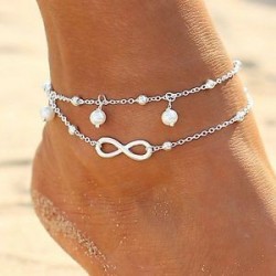 Nők szexi kettős lánc kabát boka karkötő mezítláb szandál strand láb ékszerek
