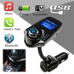 Hands-free Bluetooth autós készlet MP3 zenelejátszó FM transzmitter 5V 2.1A USB autós töltő 1.44 "LED kijelző
