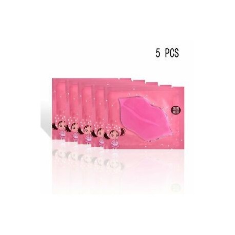 5 PCS. Rengeteg 5Pcs rózsaszín kristály kollagén ajakmaszk Patch Anti Aging ráncok hidratáló
