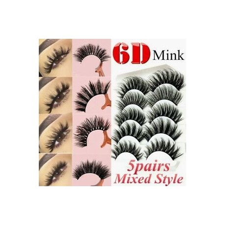 5 pár Multipack Mink Hair hamis szempillák Wispy bolyhos hosszú természetes szem szempillák