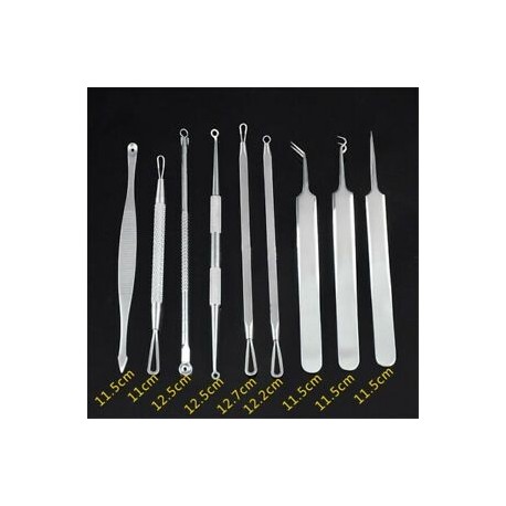 * 8 9Pcs / Set. Ívelt feketefejű akne csipeszes csipesz Pimple pattanás eltávolító készlet