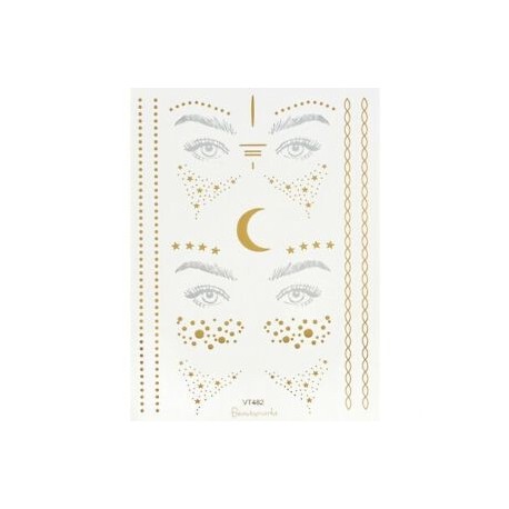 * 2. Vízálló arany arc ideiglenes tetoválás blokkolt szeplők smink szem matricák matrica