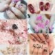 Ezüst. 3M Nail Art Glitter 3D labda gyöngyök szalag szalag lánc vonal DIY manikűr dekoráció