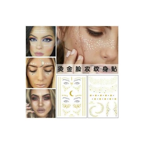 Arany arc ideiglenes tetoválás blokkolt szeplők vízálló smink matricák szem matrica