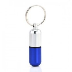 Kék. Vízálló Pill Box doboz palacktartó sárgaréz konténer kulcstartó gyógyszer kapszula