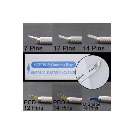 Kúp U alakzat tetováló tűk Mikrobontás Állandó smink Kézi pengék Tű