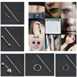 Pro Eldobható Piercing Kit steril tű fül orr mellbimbó nyelv test gyűrű eszköz