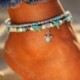 Boho tengeri csillag türkiz gyöngyök tengeri teknős anklet strand szandál boka karkötő JP