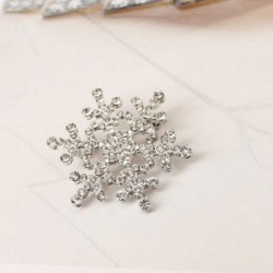 Ezüst - Ezüst Női ezüst strasszos kristály hópehely bross Pin esküvői menyasszonyi karácsonyi ajándék
