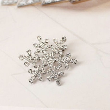 Ezüst - Ezüst Női ezüst strasszos kristály hópehely bross Pin esküvői menyasszonyi karácsonyi ajándék