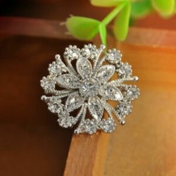 Ezüst virág - 3,5 cm - Ezüst virág - 3,5 cm Női szép strasszos kristály virág esküvői menyasszonyi csokor bross Pin