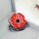 Vintage zománc piros mák virág bross Lapel Pin Broach jelvény bankett Xmas ajándék