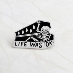 Ezüst - Ezüst Divat rajzfilm koponya koporsó zománc bross koponya csontváz pin jelvény ékszer ajándék