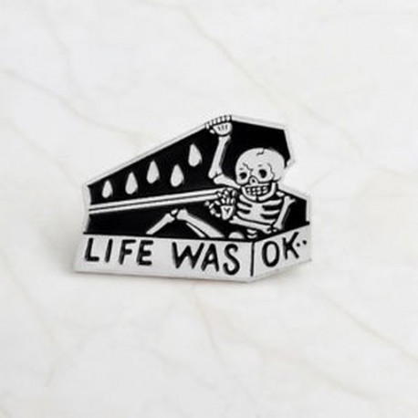 Ezüst - Ezüst Divat rajzfilm koponya koporsó zománc bross koponya csontváz pin jelvény ékszer ajándék