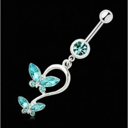 2015-ös pillangó kristálycsillapító gomb súlyzó hasa Navel Ring Bar test Piercing