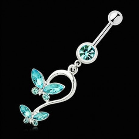 2015-ös pillangó kristálycsillapító gomb súlyzó hasa Navel Ring Bar test Piercing