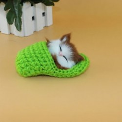Zöld - Zöld Új Lifelike Kid Toys aranyos plüss macska lágy baba szép szimuláció hang játékok