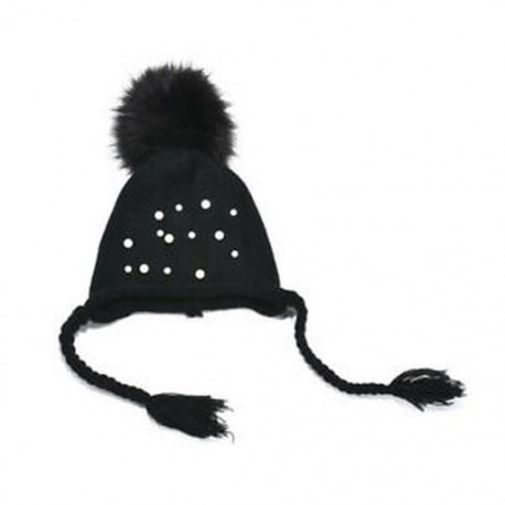 Fekete - Fekete Aranyos kisgyermek lányok csecsemő csecsemő téli meleg horgolt Kötött kalap gyerekek Beanie Ski Cap