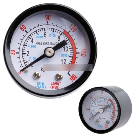 1/8 BSP férfi Thread 0-12Kg/cm2 0-180 PSI levegő kompresszor nyomásmérő fekete doboz