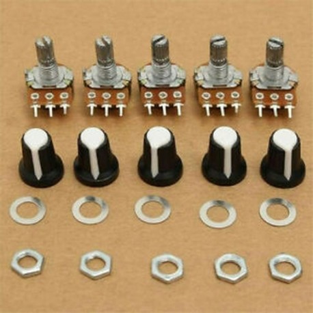 5Pc / Set 15mm 10K OHM terminál lineáris forgó ellenállás potenciométer és gombok 5Pc / Set 15mm 10K OHM terminál