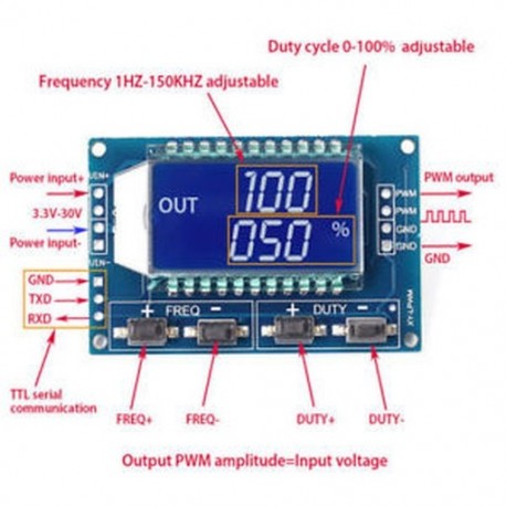 3.3V-30V jelátalakító PWM impulzusfrekvencia tesztberendezés állítható modul 3.3V-30V jelátalakító PWM