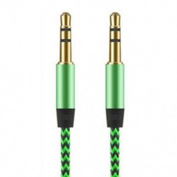 Zöld 3,5 mm-es sztereó AUX audió TRS Jack kábel Nylon hímzett dugó autós telefonhoz 1M