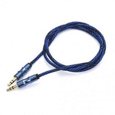 Kék 1M 3.5mm AUX Audio TRS Jack kábel Nylon hímzett csatlakozó sztereó autós telefonhoz