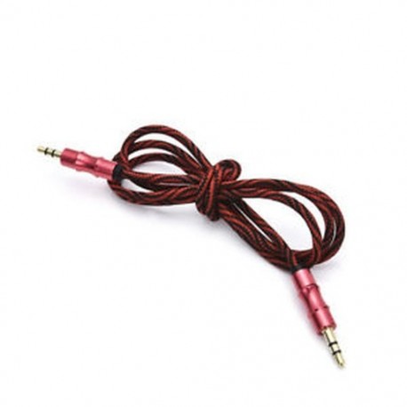 Piros 3,5 mm-es AUX audio TRS Jack kábel Nylon hímzett csatlakozó sztereó autós számítógéphez 1M