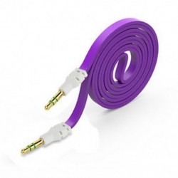 Lila 1PC 3,5 mm-es férfi-férfi lapos audio sztereó Aux-hosszabbító kábel kábel PC iPhone készülékhez