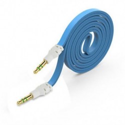 Kék 1PC 3,5 mm-es férfi-férfi lapos audio sztereó Aux-hosszabbító kábel kábel PC iPhone készülékhez