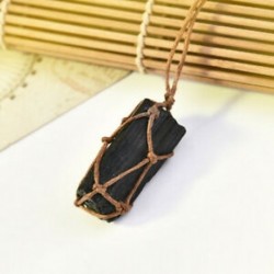 * 4 Természetes turmalin medál nyaklánc kristály gem minta kézzel szőtt Jet Stone
