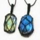 * 2 Természetes kőTourmaline Retro nyers drágakő medál Crystal kézzel szőtt Jet Stone