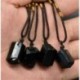 * 3 Természetes kőTourmaline Retro nyers drágakő medál Crystal kézzel szőtt Jet Stone