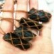 * 1 Természetes fekete turmalin Retro nyers drágakő medál Crystal kézzel szőtt Jet Stone