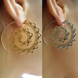 1 pár női Retro Boho kerek virág spirál kör fülbevaló ékszere ajándék kiegészítő