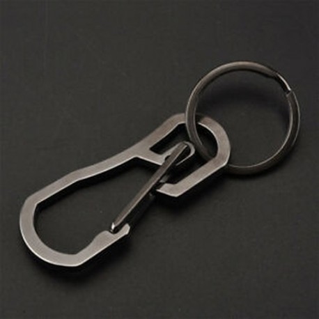Fekete Hordozható kültéri rozsdamentes acél csat karabiner kulcstartó kulcstartó Clip Hook JP